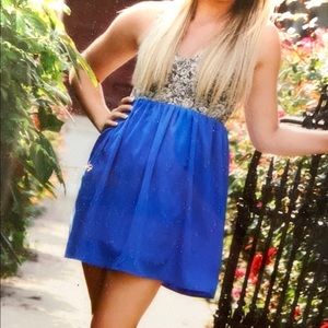 Floral Lace and Royal Blue Dress